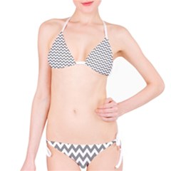 Grey And White Zigzag Bikini by Zandiepants