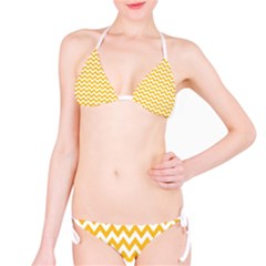 Sunny Yellow And White Zigzag Pattern Bikini by Zandiepants