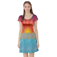 Oriental Sunset Short Sleeved Skater Dress by whitemagnolia