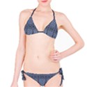 Futuristic Grid Pattern Design Print in Blue Tones Bikini View1