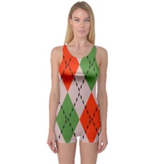 Argyle Pattern Abstract Design Women s Boyleg Swimsuit by LalyLauraFLM