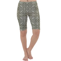 Silver Intricate Arabesque Pattern Cropped Leggings  by dflcprintsclothing