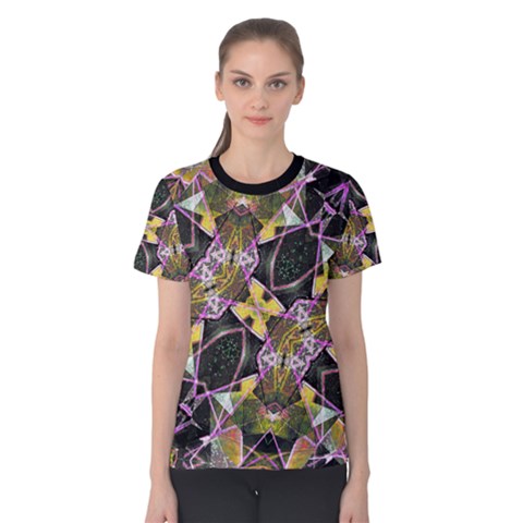 Geometric Grunge Pattern Print Women s Cotton Tee by dflcprintsclothing