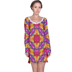 Multicolored Abstract Print Long Sleeve Nightdress by dflcprintsclothing