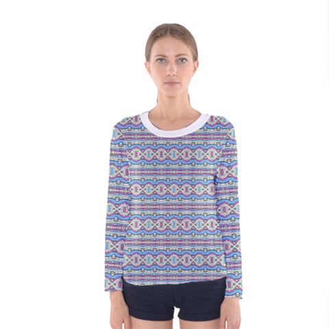 Aztec Style Pattern In Pastel Colors Long Sleeve T-shirt (women) by dflcprintsclothing