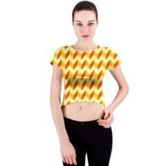 Modern Retro Chevron Patchwork Pattern  Crew Neck Crop Top by GardenOfOphir