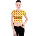 Modern Retro Chevron Patchwork Pattern  Crew Neck Crop Top View1