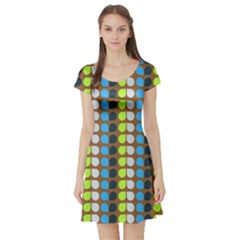 Colorful Leaf Pattern Short Sleeve Skater Dress by GardenOfOphir