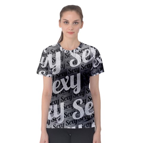 Typographic Collage Pattern Women s Sport Mesh Tee by dflcprintsclothing