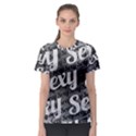 Typographic Collage Pattern Women s Sport Mesh Tee View1