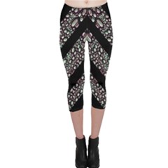 Organic Texture Stripe Pattern Capri Leggings  by dflcprintsclothing