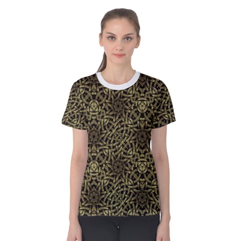 Celtic Golden Arabesque Print Women s Cotton Tee by dflcprintsclothing