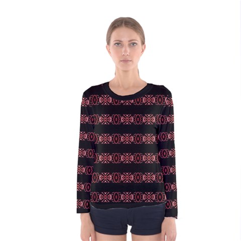 Tribal Ornate Print Long Sleeve T-shirt (women) by dflcprintsclothing