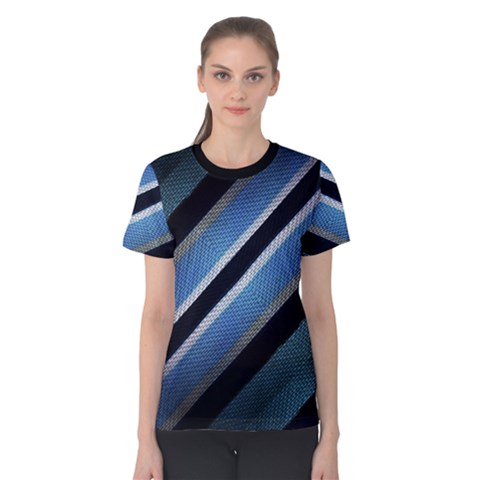 Geometric Stripes Print Women s Cotton Tee by dflcprintsclothing