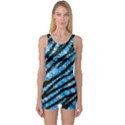 Bright Blue Tiger Bling Pattern  One Piece Boyleg Swimsuit View1