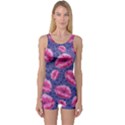 Sassy Lips Pink Blue  One Piece Boyleg Swimsuit View1