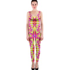 Pink And Yellow Rave Pattern Onepiece Catsuit by KirstenStar