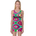 Psychedelic Checker Board One Piece Boyleg Swimsuit View1