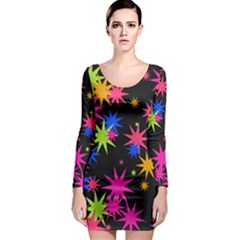 Colorful Stars Pattern Long Sleeve Bodycon Dress by LalyLauraFLM