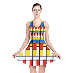 Colorful Rectangles Pattern Reversible Skater Dress by LalyLauraFLM