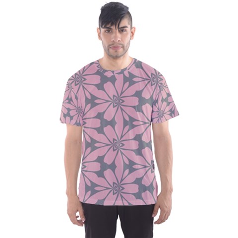 Pink Flowers Pattern Men s Sport Mesh Tee by LalyLauraFLM