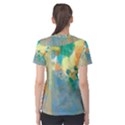 Abstract Flower Design in Turquoise and Yellows Women s Cotton Tees View2