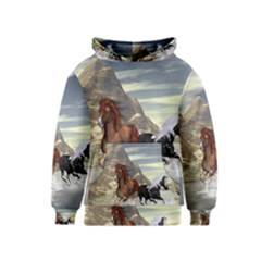 Beautiful Horses Running In A River Kid s Pullover Hoodies by FantasyWorld7