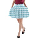 Blue Watercolour Leaf Pattern A-Line Pocket Skirt View1