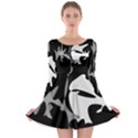 Black and white amoeba abstraction Long Sleeve Skater Dress View1