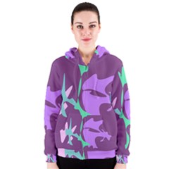 Purple Amoeba Abstraction Women s Zipper Hoodie by Valentinaart