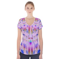Rainbows And Leaf In The Moonshine Short Sleeve Front Detail Top by pepitasart