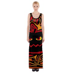 Halloween Decorative Pumpkin Maxi Thigh Split Dress by Valentinaart