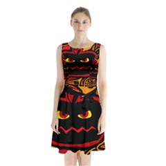 Halloween Decorative Pumpkin Sleeveless Chiffon Waist Tie Dress by Valentinaart