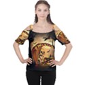 Halloween, Funny Pumpkin With Skull And Spider In The Night Women s Cutout Shoulder Tee View1