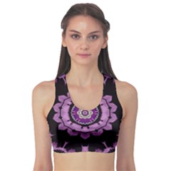 Decorative Leaf On Paper Mandala Sports Bra by pepitasart