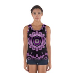 Decorative Leaf On Paper Mandala Women s Sport Tank Top  by pepitasart