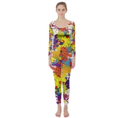 Crazy Multicolored Double Running Splashes Long Sleeve Catsuit by EDDArt