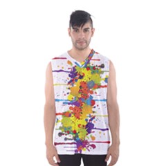 Crazy Multicolored Double Running Splashes Men s Basketball Tank Top by EDDArt