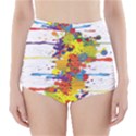 Crazy Multicolored Double Running Splashes High-Waisted Bikini Bottoms View1