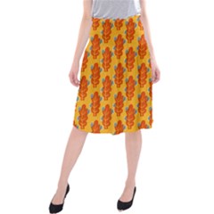 Bugs Eat Autumn Leaf Pattern Midi Beach Skirt by CreaturesStore