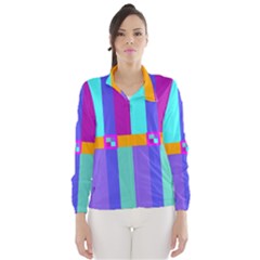 Right Angle Squares Stripes Cross Colored Wind Breaker (women) by EDDArt