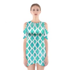 Blue Mosaic Shoulder Cutout One Piece by Brittlevirginclothing