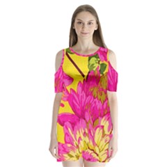 Cute Pink Flower Shoulder Cutout Velvet  One Piece by Brittlevirginclothing