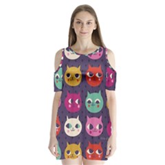 Colorful Kitties Shoulder Cutout Velvet  One Piece by Brittlevirginclothing