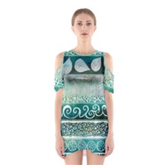 Deep Blue Tribal Shoulder Cutout One Piece by Brittlevirginclothing