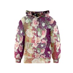 Pink Pastel Roses Kids  Zipper Hoodie by Brittlevirginclothing