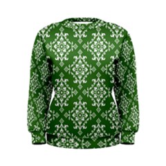 St Patrick S Day Damask Vintage Green Background Pattern Women s Sweatshirt by Simbadda