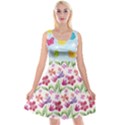 Watercolor flowers and butterflies pattern Reversible Velvet Sleeveless Dress View1