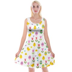 Easter - Chick And Tulips Reversible Velvet Sleeveless Dress by Valentinaart