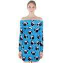 Pug dog pattern Long Sleeve Off Shoulder Dress View1